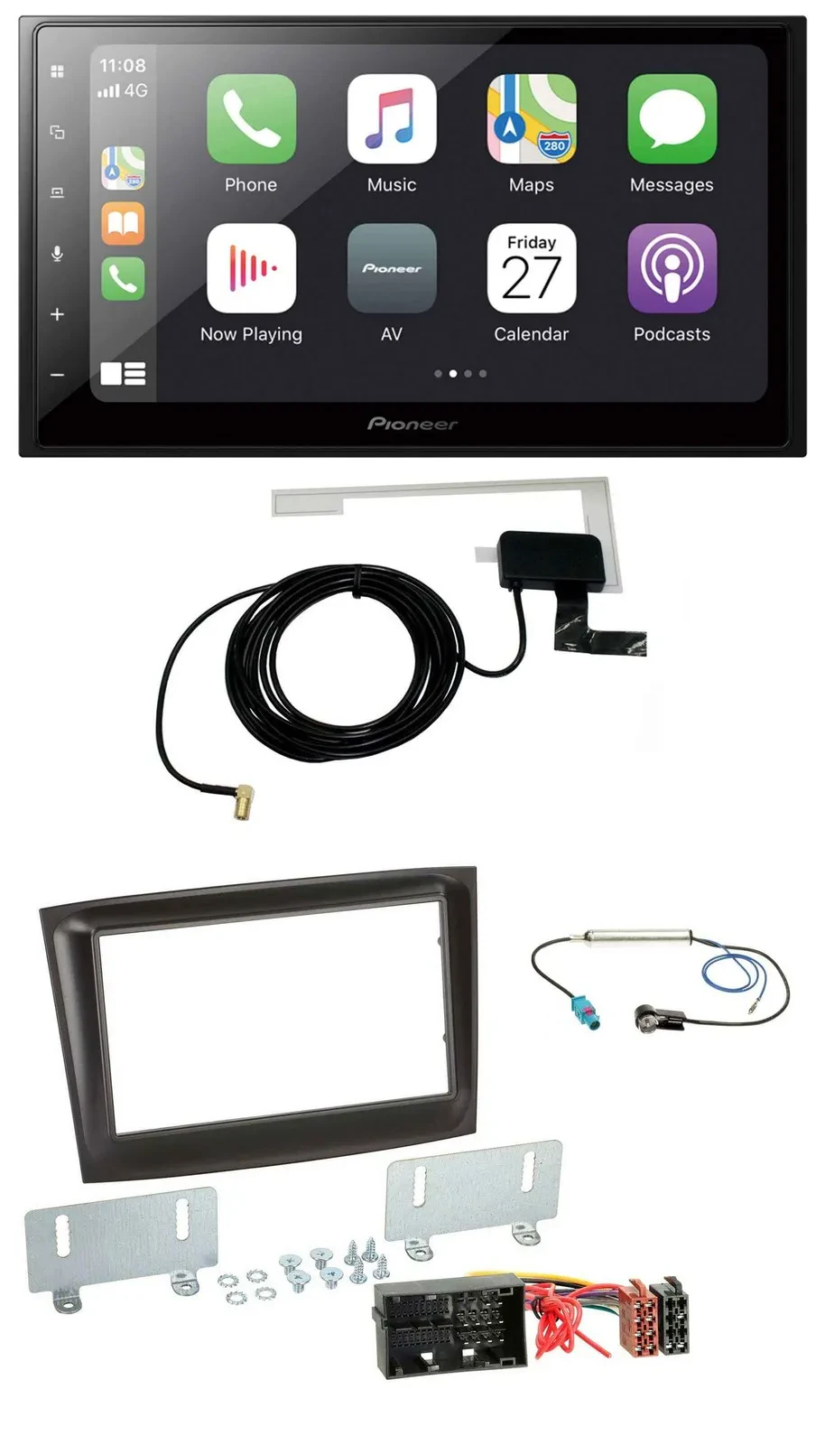 Автомагнитола Pioneer 2DIN, USB, MP3, Bluetooth, DAB, для Fiat Doblo (с 2015), черный
