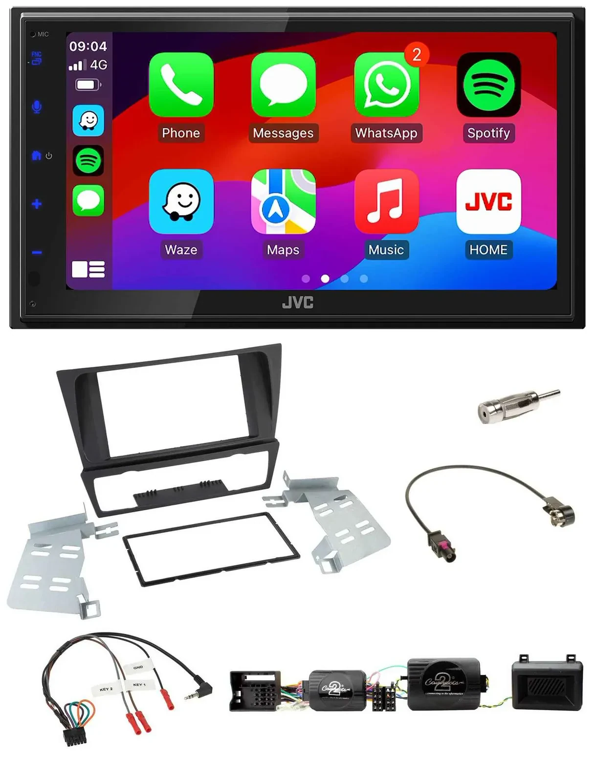 JVC Bluetooth USB Lenkrad 2DIN DAB Autoradio für BMW 3er E90 E91 E92 E93 PDC