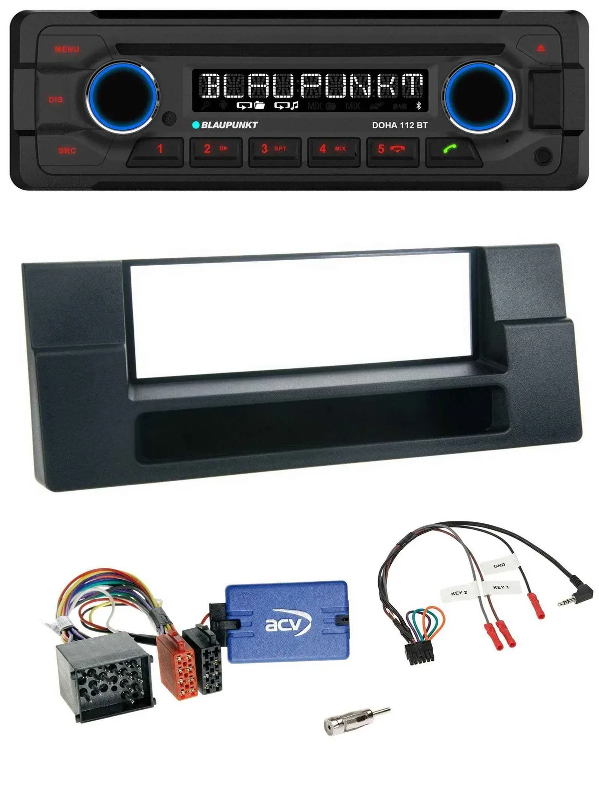 Blaupunkt Lenkrad MP3 CD Bluetooth USB Autoradio für BMW 5er Ablage Rundpin
