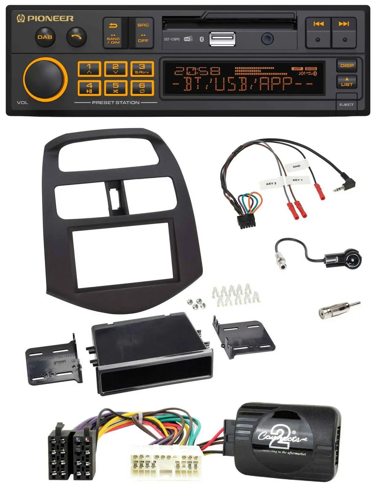 Автомагнитола Pioneer для Chevrolet Spark KLM 2012–2013, DAB, USB, Bluetooth, поддержка кнопок на руле