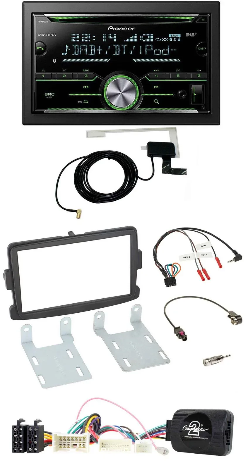 Автомагнитола для Dacia Sandero Pioneer 2DIN, CD, USB, Bluetooth, DAB, совместимая с кнопками на руле