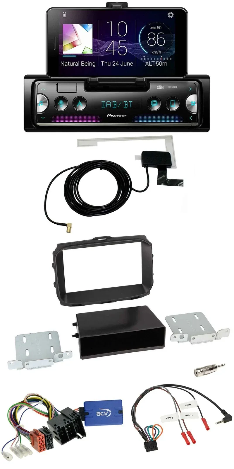 Автомагнитола Pioneer DAB, Bluetooth, USB, поддержка управления с руля, для Alfa Romeo Giulietta (2013–2021)