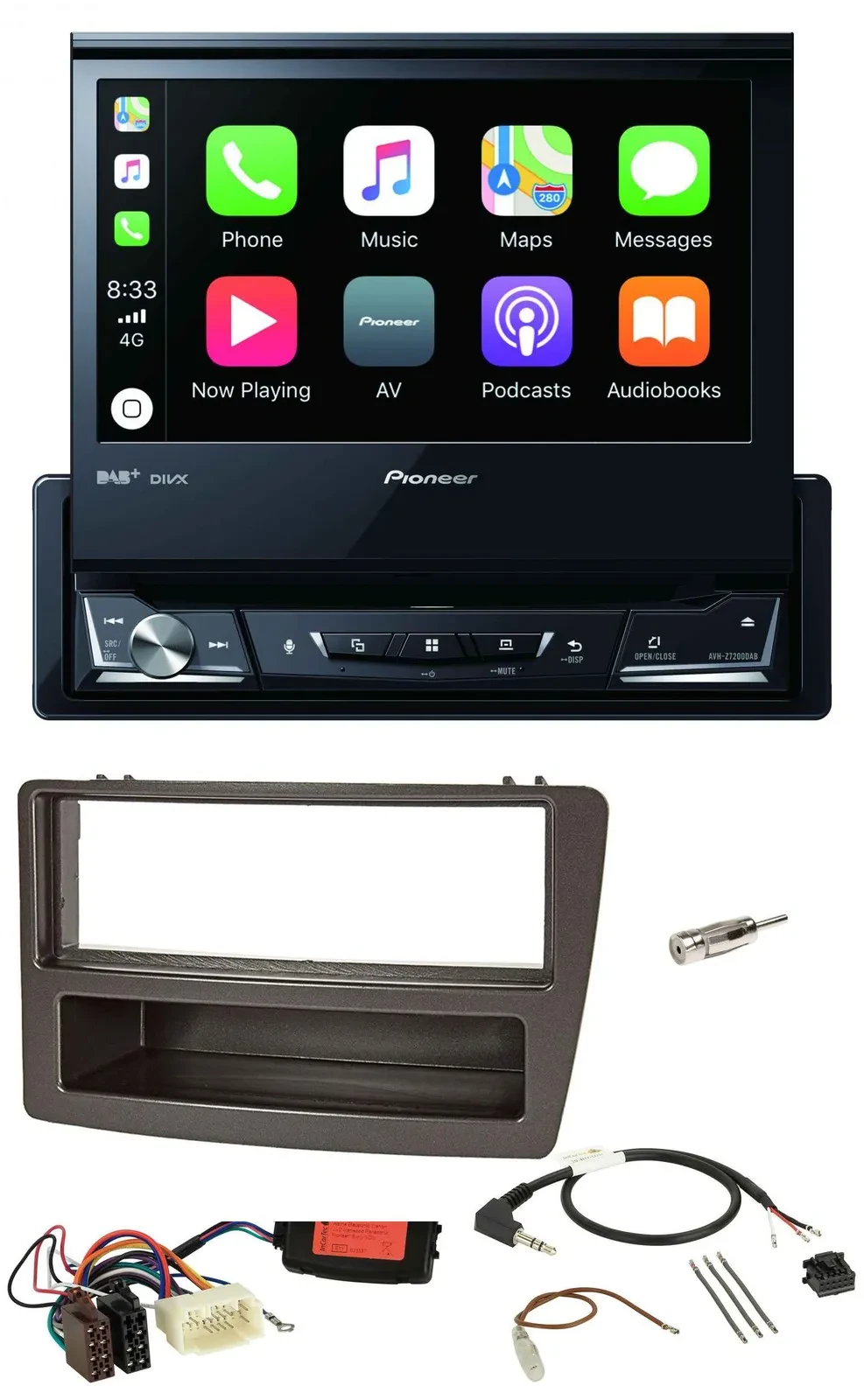 Автомагнитола Pioneer DVD, Bluetooth, DAB, USB, совместима с кнопками на руле, для Honda Civic 2004–2006, антрацит