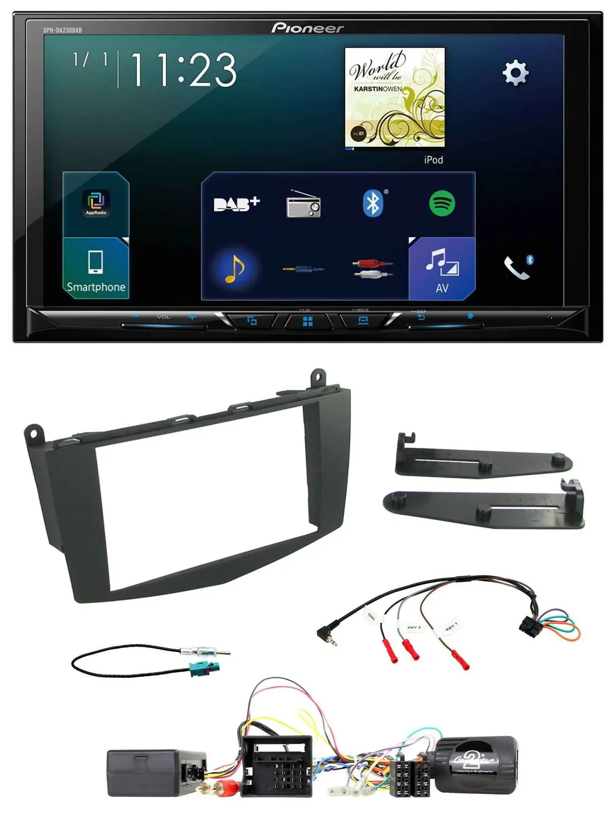 Pioneer Lenkrad Bluetooth USB 2DIN DAB Autoradio für Mercedes C W204 Aktivsystem