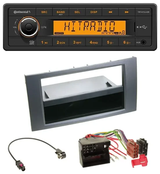 Continental 1DIN USB AUX MP3 Autoradio für Ford Fusion Kuga Transit 05-12 anthra