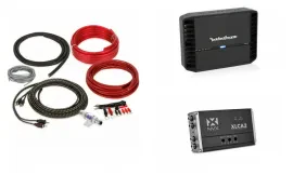 Rockford Fosgate P300X2 300W 2-Channel Amplifier, NVX LOC, 8 AWG Amp Kit Bundle