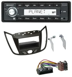 Автомагнитола Continental 1DIN USB MP3 AUX для Ford C-Max/Kuga тёмно-коричневый
