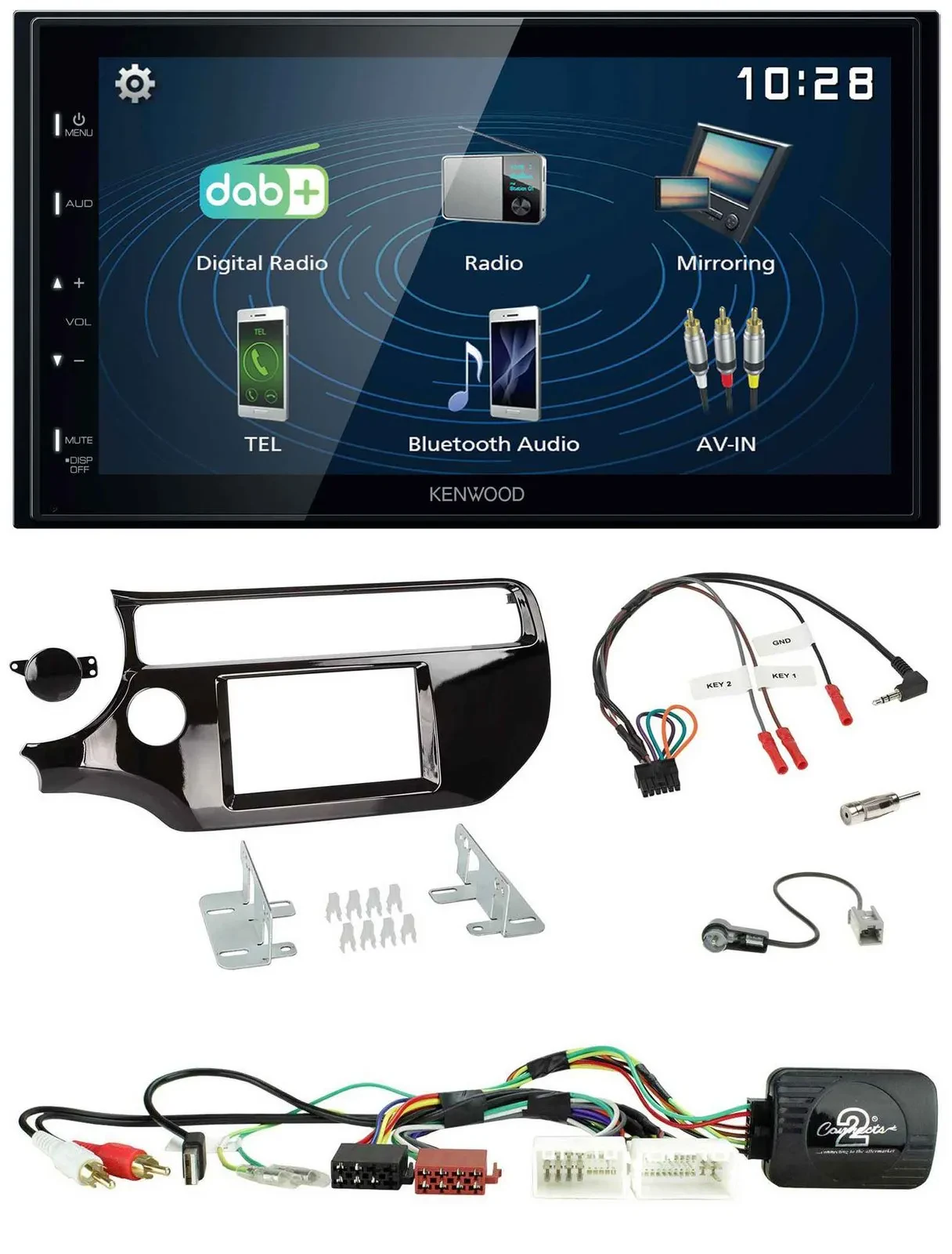 Автомагнитола для Kia Rio UB (с 2015) Kenwood 2DIN Bluetooth USB DAB, поддержка управления на руле