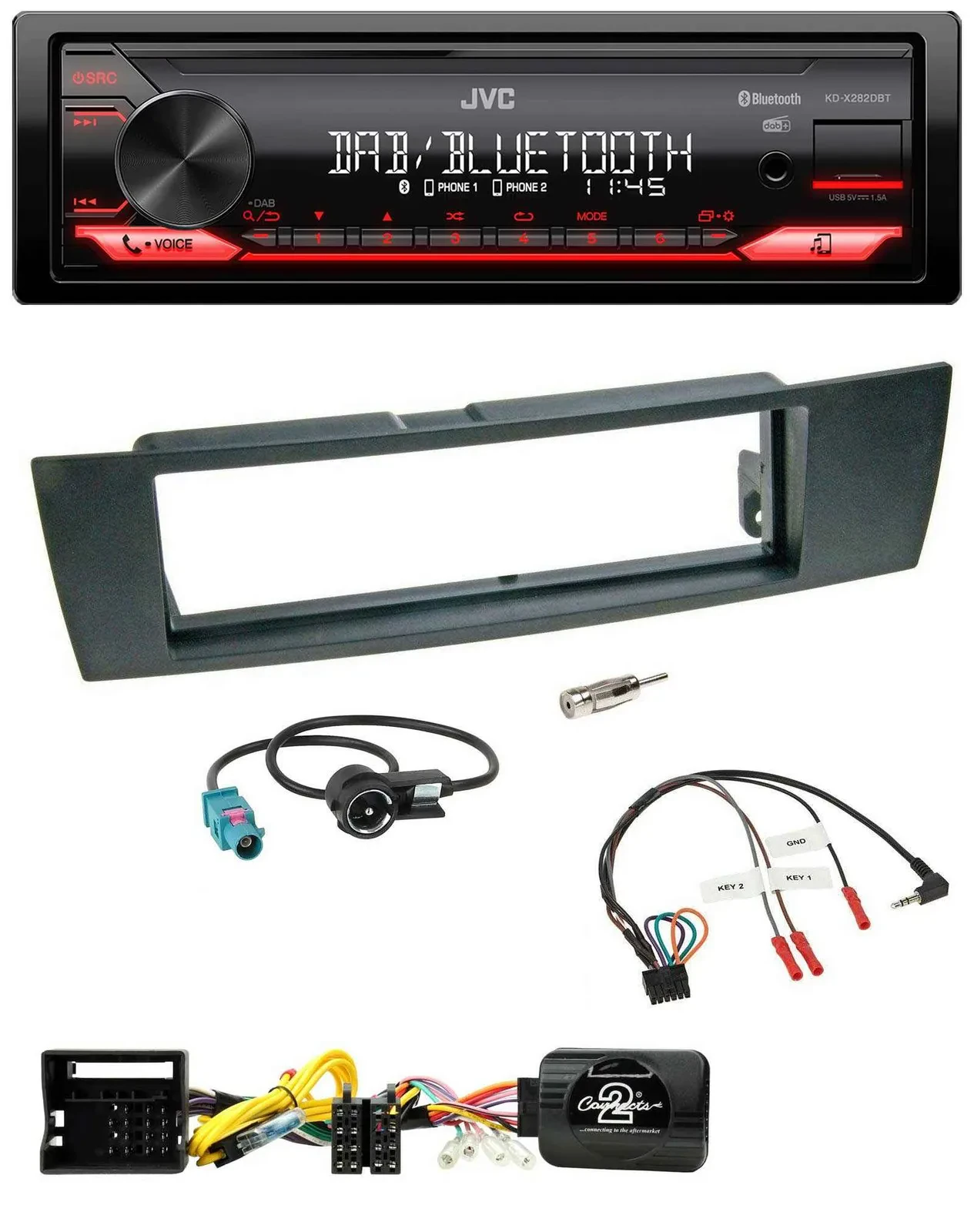JVC Bluetooth USB DAB Lenkrad Autoradio für BMW 1er E87 3er E90-3 X1 E84
