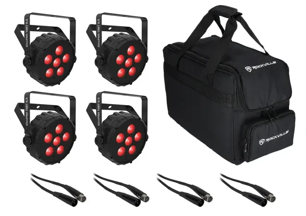 Прибор смены цвета Chauvet DJ SLIMPAR T6 BT ILS D-Fi USB DMX RGB LED с аксессуарами (4 штуки)
