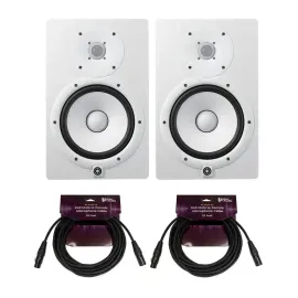 YAMAHA HS8 8 Inch Powered Studio Monitor White Pair with XLR Cables