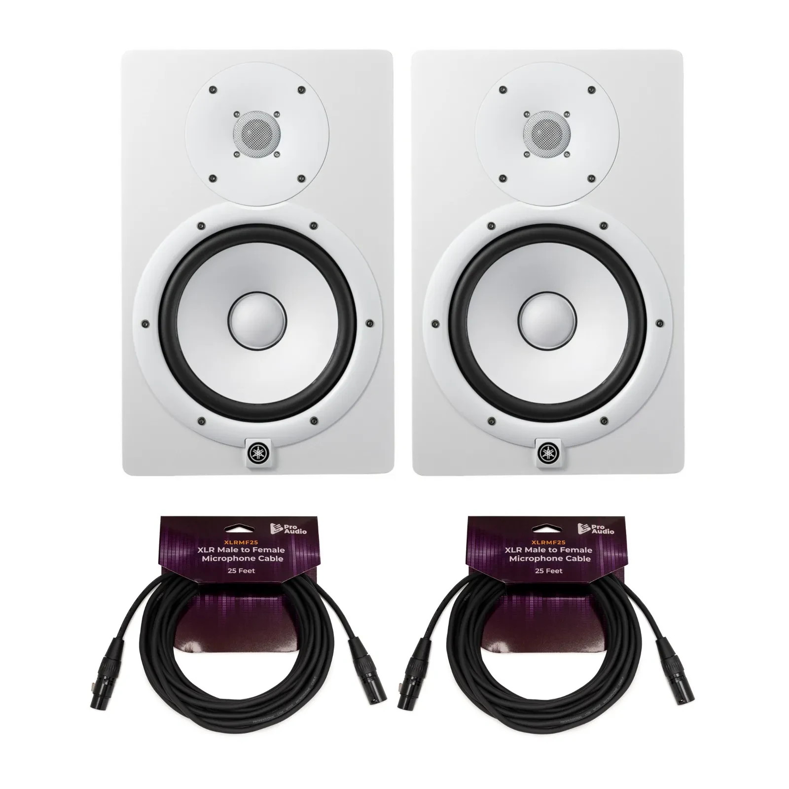 YAMAHA HS8 8 Inch Powered Studio Monitor White Pair with XLR Cables