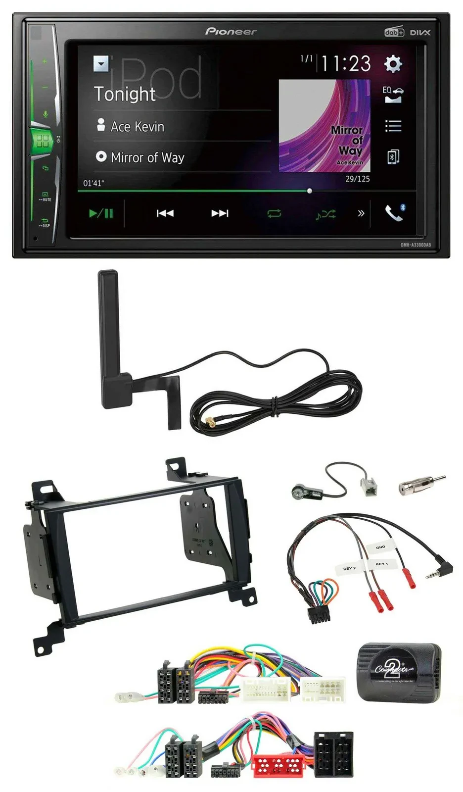 Автомагнитола для Hyundai Santa Fe (2010–2012) Pioneer 2DIN MP3 DAB Bluetooth, поддержка управления на руле