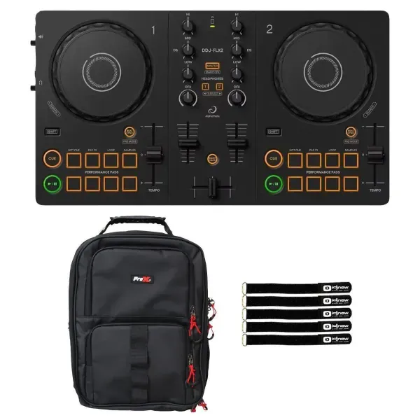 DJ-контроллер с джогом AlphaTheta DDJ-FLX2 Starter Compact с аксессуарами