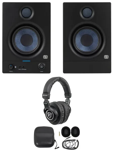 Pair Presonus Eris 4.5BT 2nd Gen 4.5" Studio Monitors w/Bluetooth + Headphones