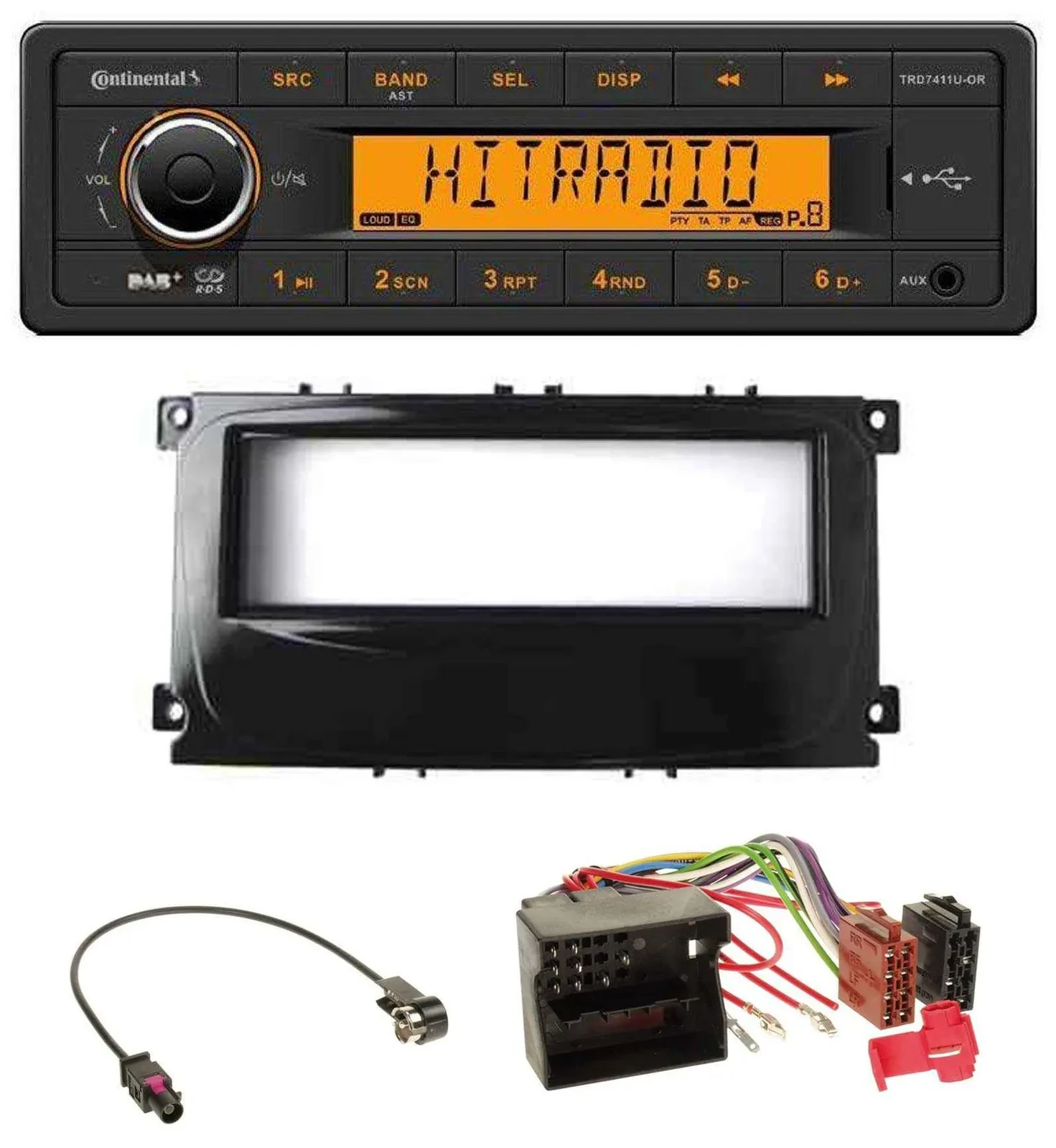 Continental 1DIN DAB MP3 AUX USB Autoradio für Ford Mondeo S-Max 07-14 glänzend