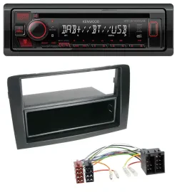 Автомагнитола Kenwood MP3 CD USB Bluetooth DAB черная для Fiat Idea (350, 2003–2011)