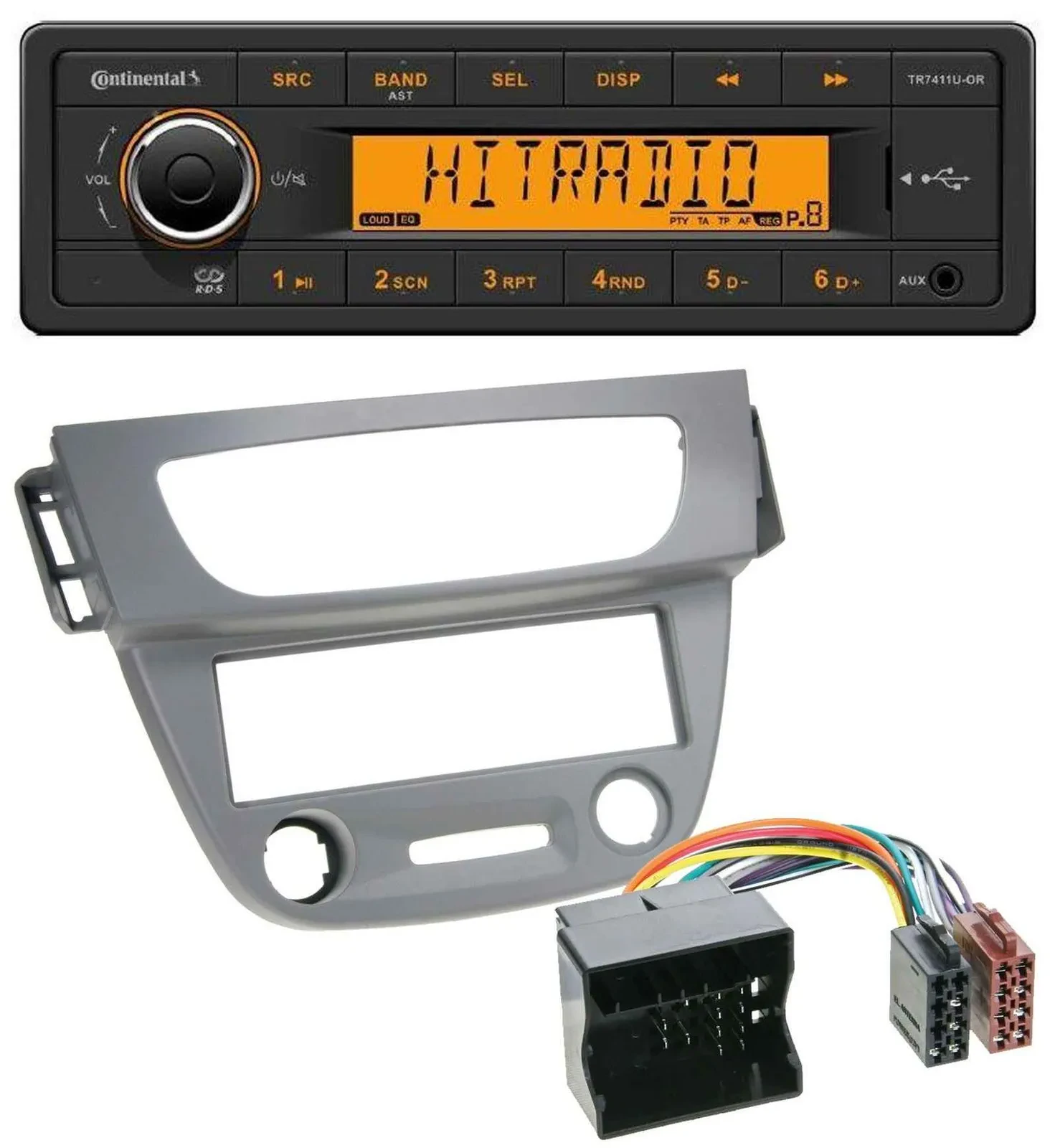 Continental 1DIN USB AUX MP3 Autoradio für Renault Megane 3 Quadlock 09-14 grau