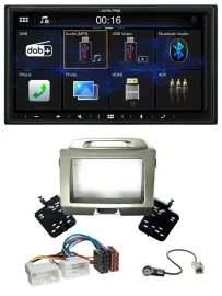 Автомагнитола для Kia Sportage 3 (SL) 2010–2015 Alpine 2DIN, Bluetooth, DAB, USB, MP3, серебристая