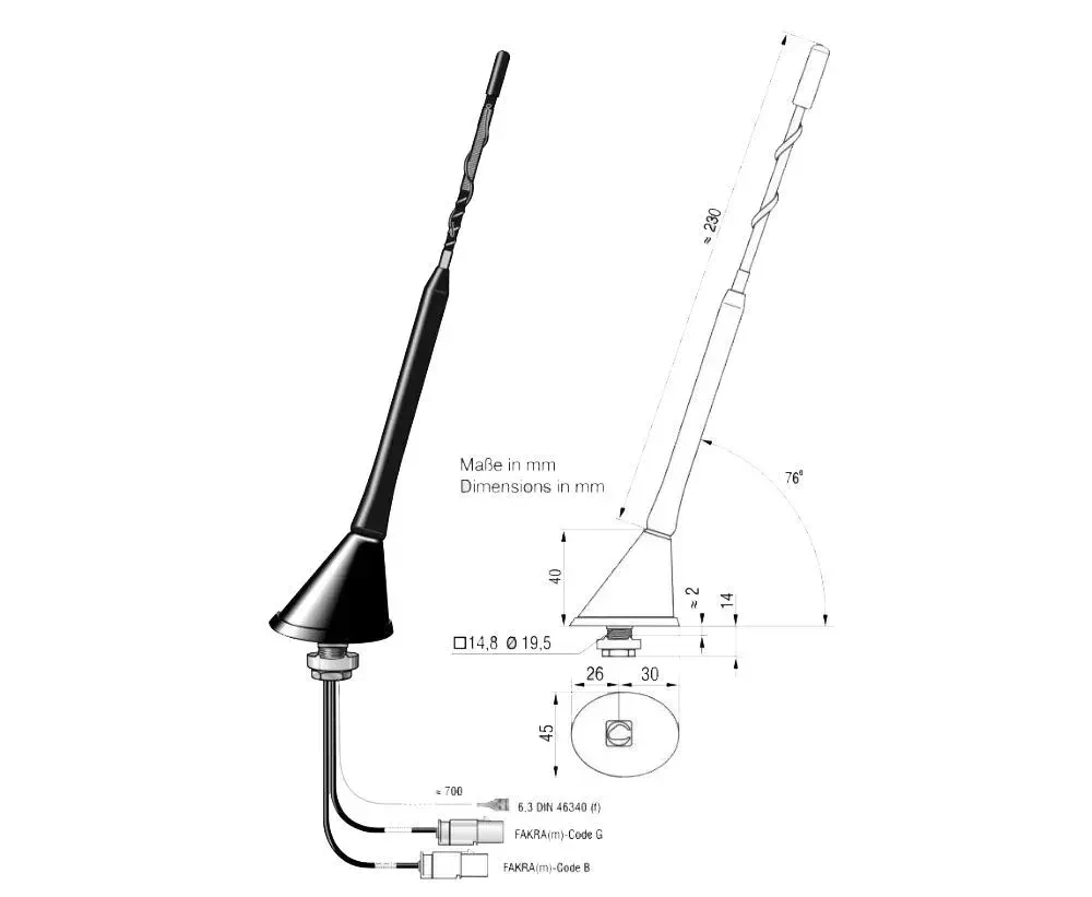 Blaupunkt Aktive Kombiflex-Dachantenne AM/FM DAB/DAB+ Fakra 2006017211805