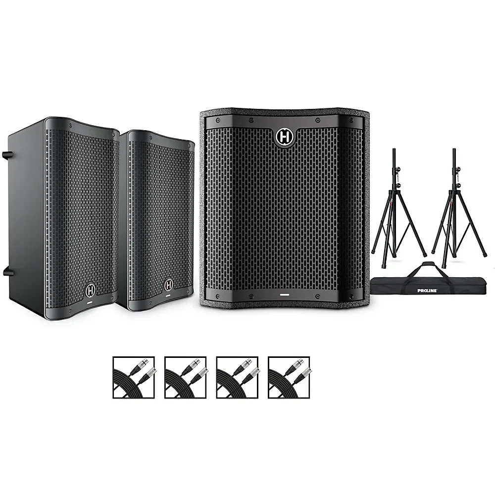 Harbinger VARI 2000 Powered Speakers Package w/VS12 Sub/Stands/Cables 10" Mains