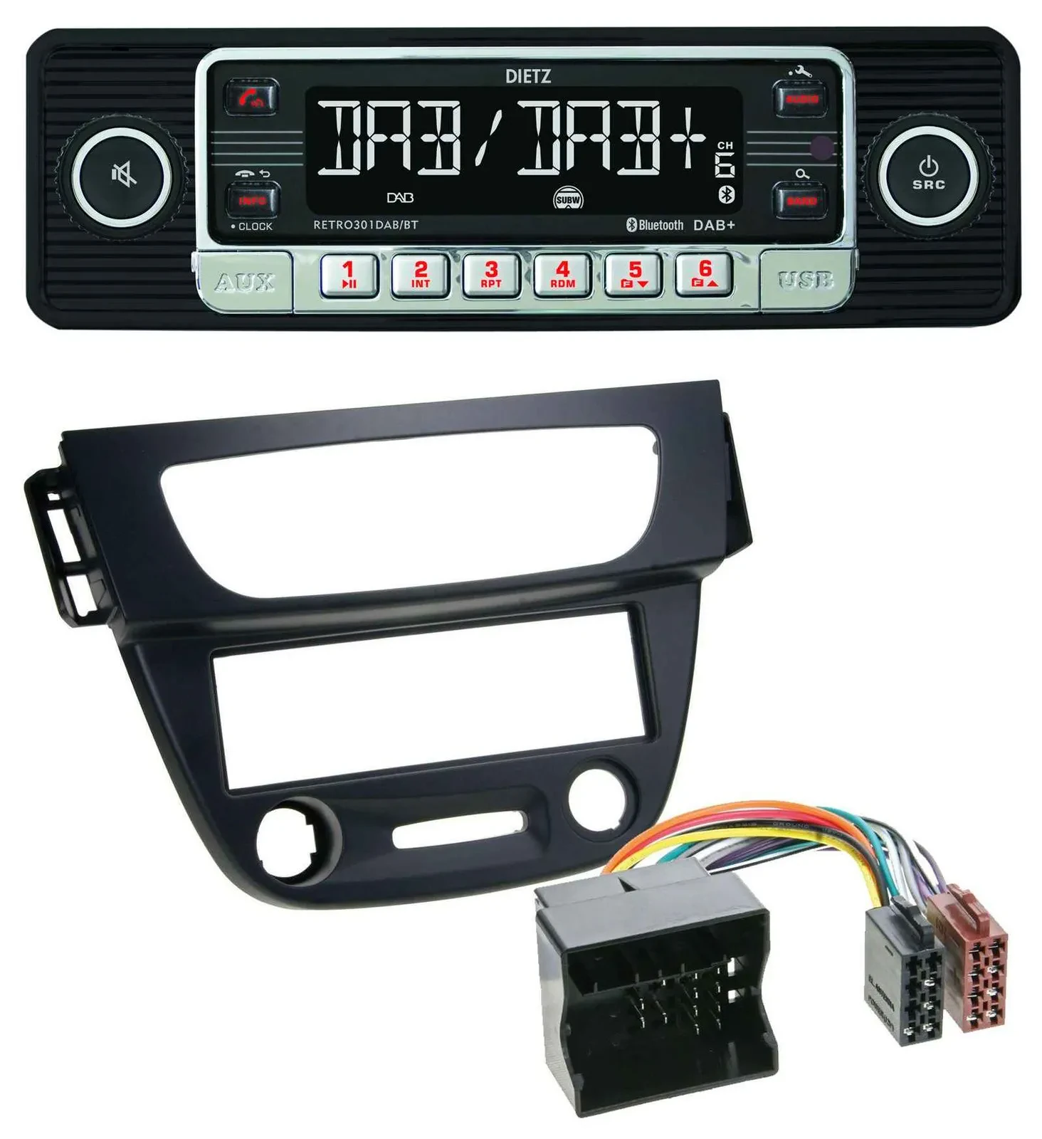 Dietz USB DAB MP3 Bluetooth Autoradio für Renault Megane 3 09-14 Quadlock schwar