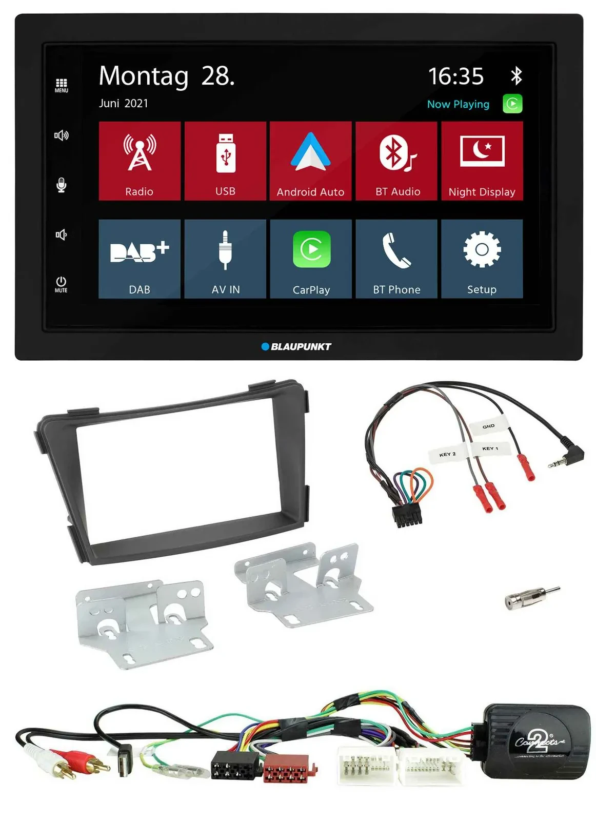 Blaupunkt Lenkrad Bluetooth DAB 2DIN USB Autoradio für Hyundai i40 11-19 AUX USB