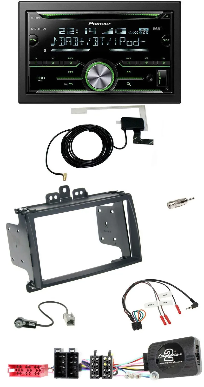 Автомагнитола Pioneer CD/USB/Bluetooth, 2DIN, DAB, для Hyundai i20 (2009–2012), черный