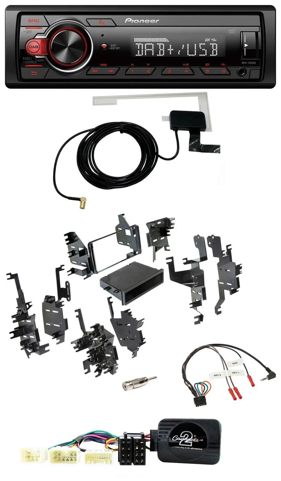 Автомагнитола для Toyota FJ (с 2007) Pioneer 1DIN, MP3, DAB, USB, поддержка управления с руля