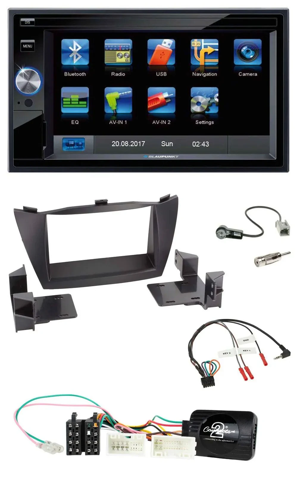 Blaupunkt SD Bluetooth 2DIN MP3 USB Lenkrad Autoradio für Hyundai ix35 2010-2013
