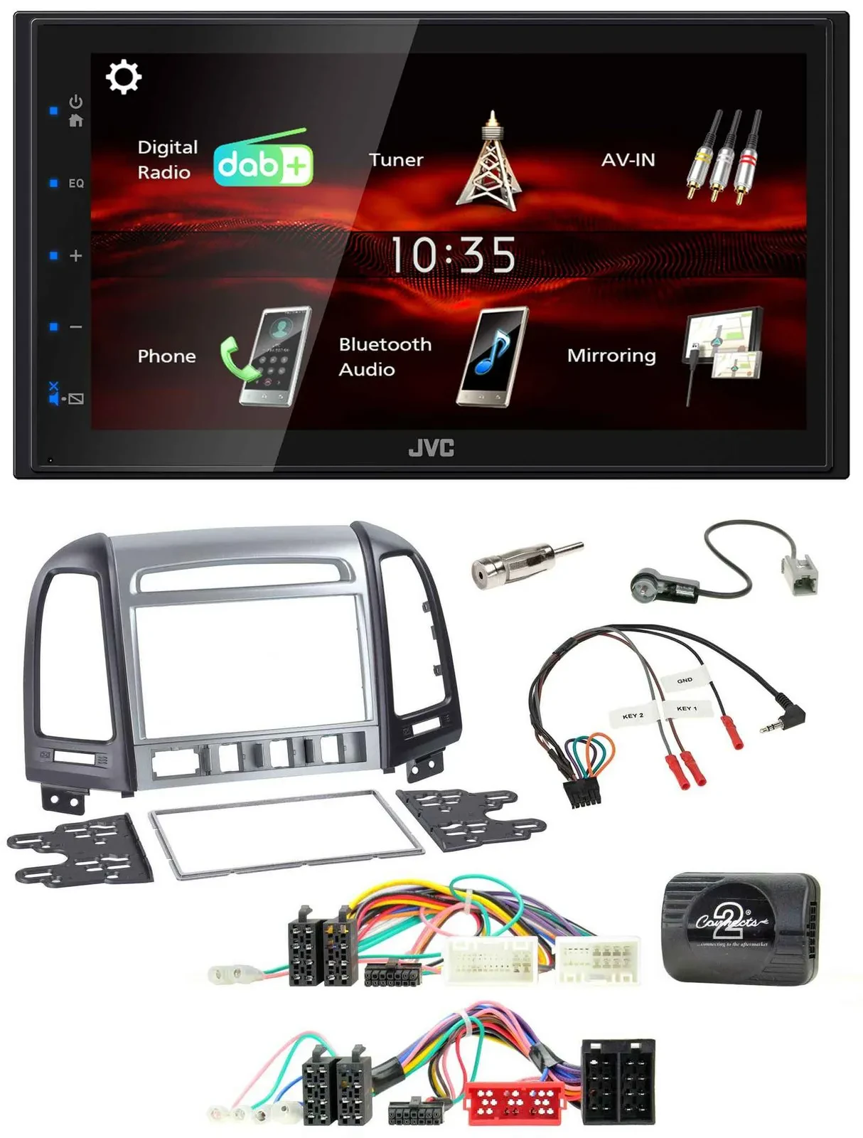 JVC USB Bluetooth Lenkrad DAB 2DIN Autoradio für Hyundai SantaFe 2010-2012 4 Sch