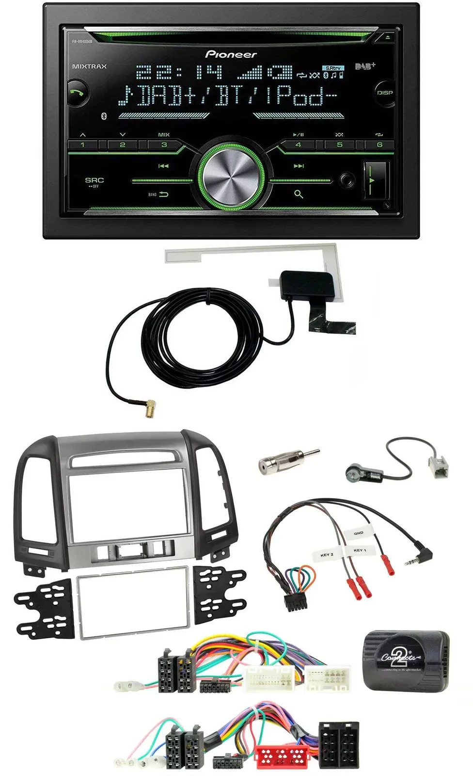 Pioneer CD USB Lenkrad Bluetooth 2DIN DAB Autoradio für Hyundai Santa Fe 10-12 3