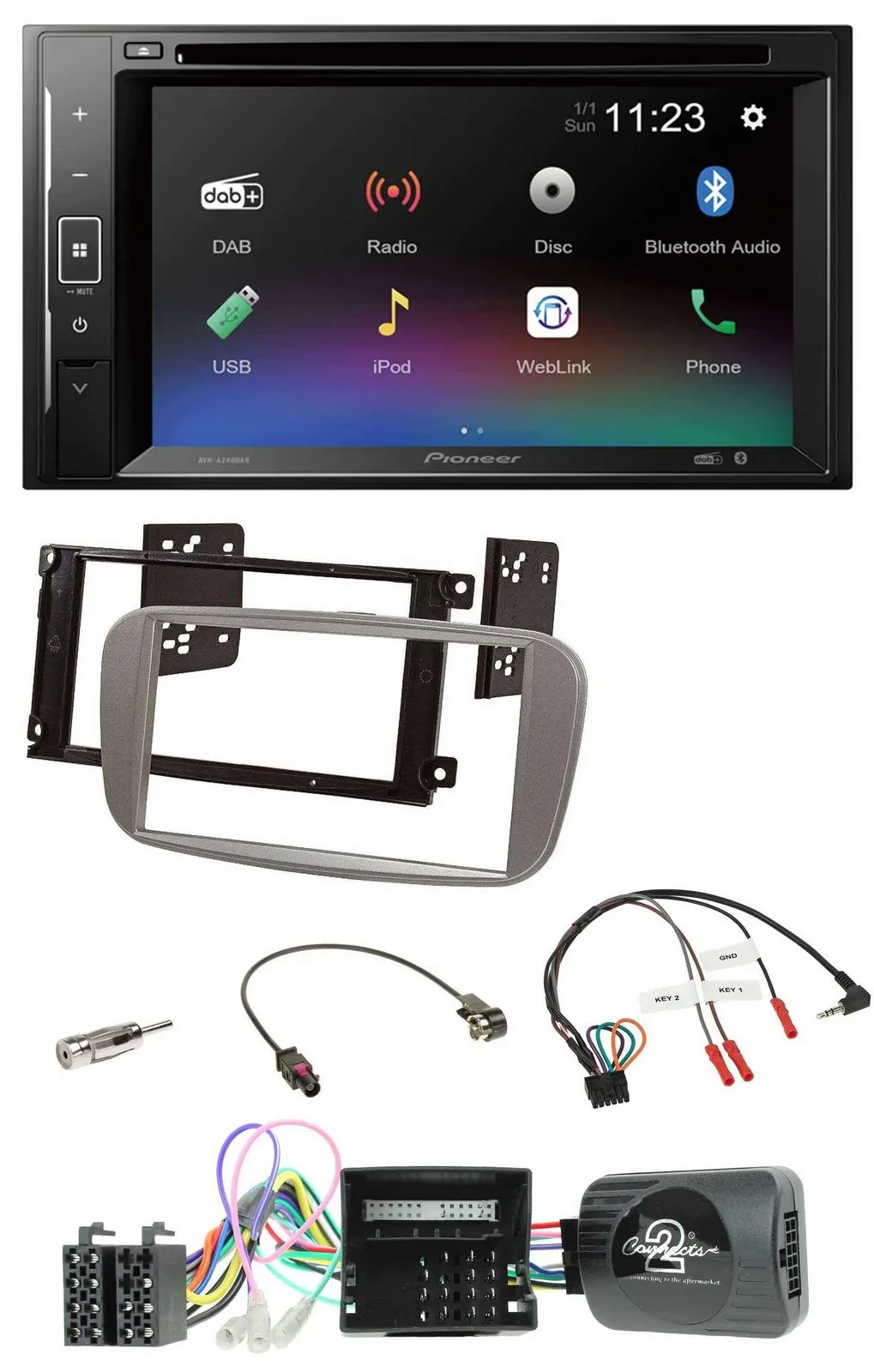 Автомагнитола Pioneer 2DIN, Bluetooth, DAB, DVD, USB, для Ford Mondeo/S-Max (с 2007)