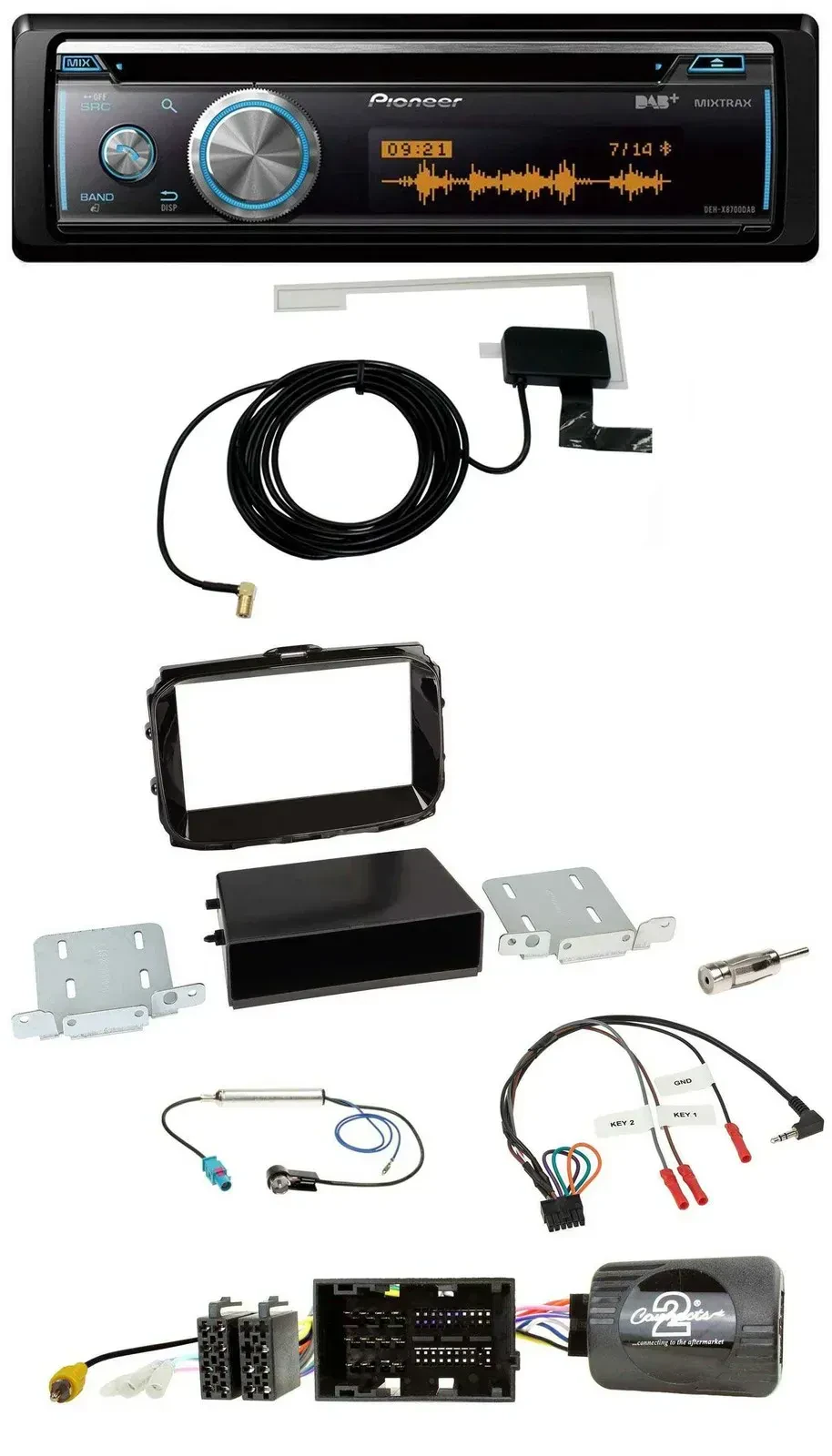 Автомагнитола для Alfa Romeo Giulietta 2013–2021 Pioneer Bluetooth, DAB, USB, CD, совместима с кнопками на руле