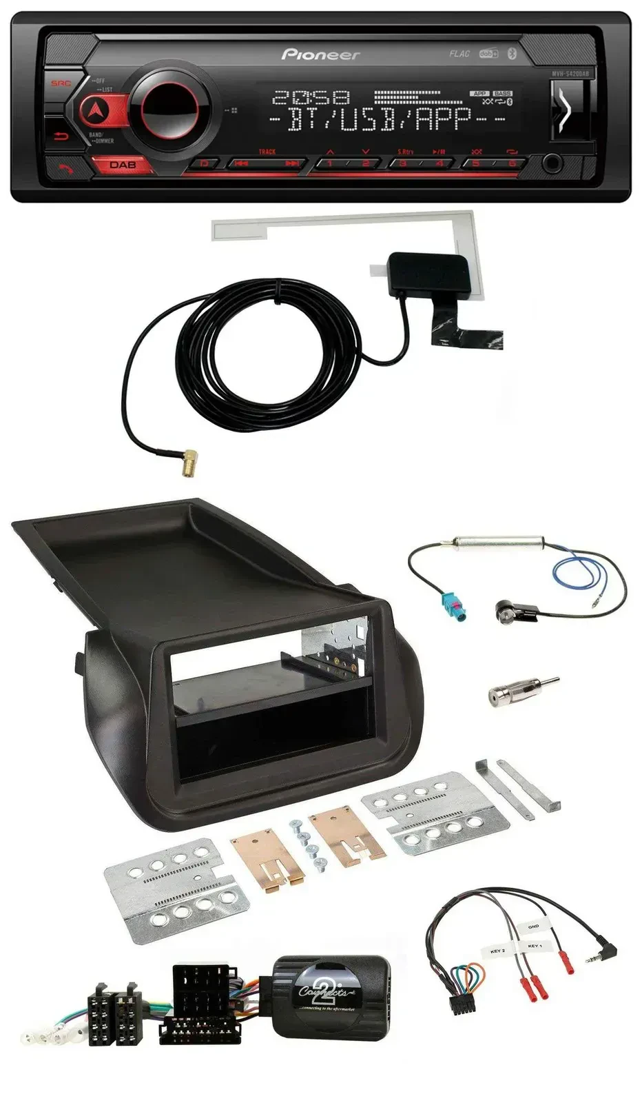 Автомагнитола Pioneer DAB, Bluetooth, USB для Citroen Nemo/Peugeot Bipper, совместимая с кнопками на руле