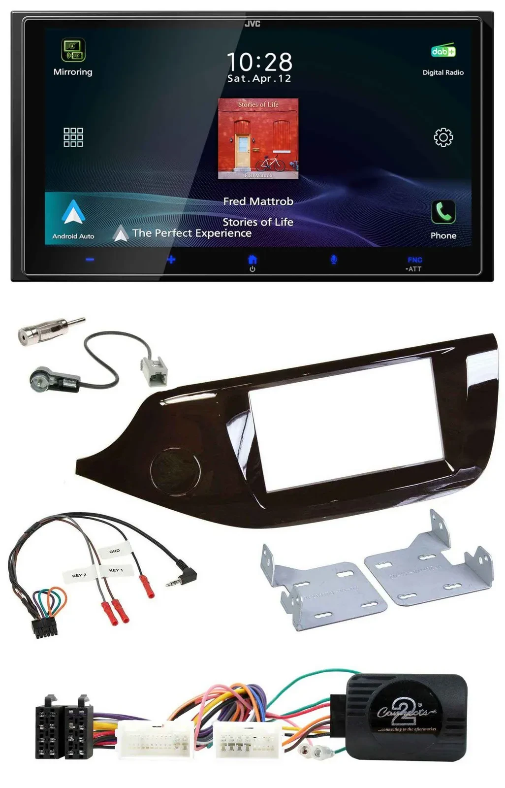 JVC USB Bluetooth 2DIN DAB Lenkrad Autoradio für Kia Ceed ab 2012 glänzend ohne