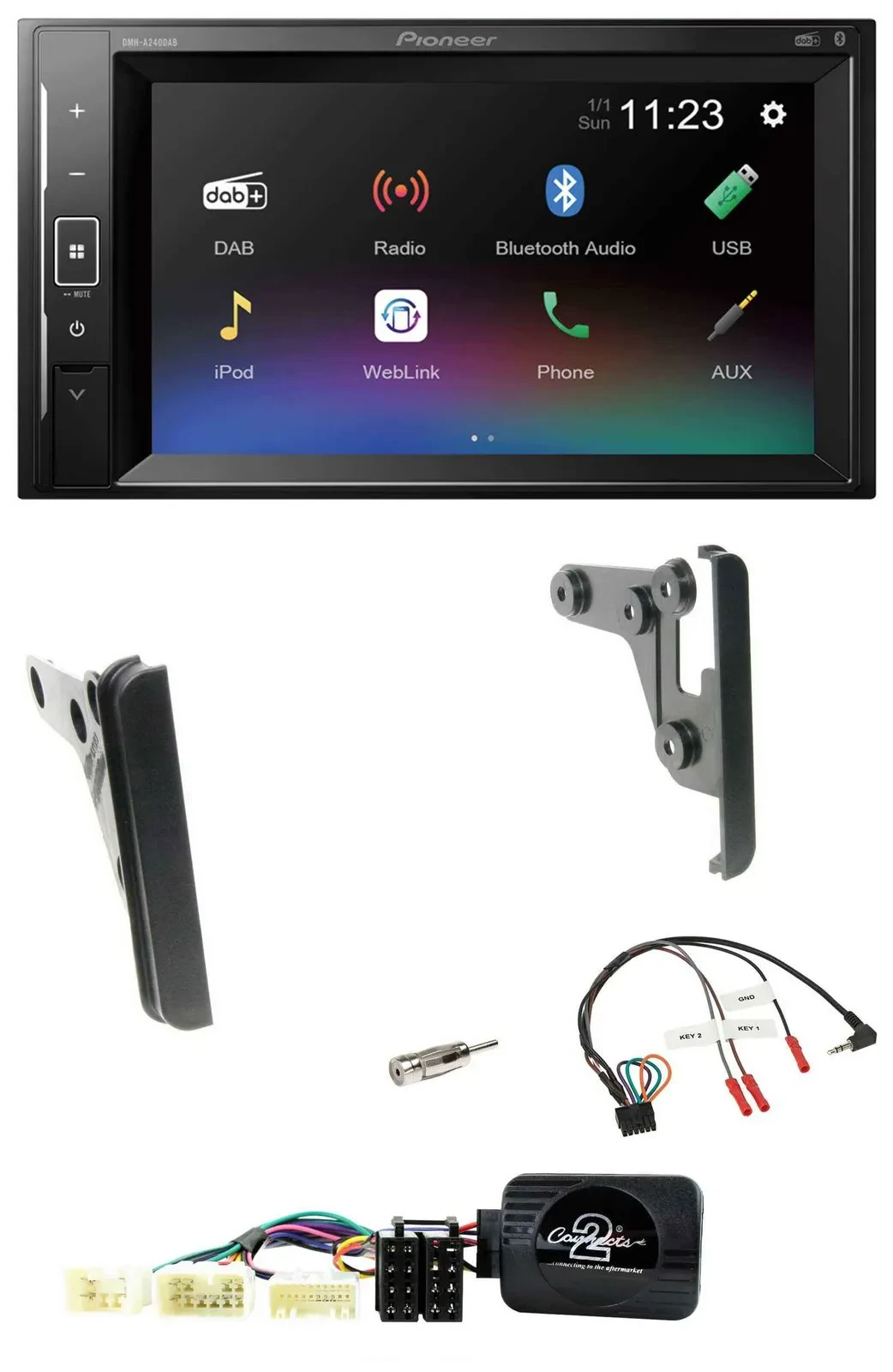 Автомагнитола Pioneer 2DIN DAB Bluetooth USB для Toyota FJ (с 2007) с управлением на руле