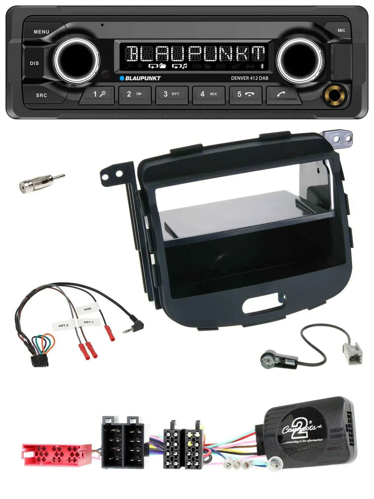 Blaupunkt Bluetooth DAB Lenkrad USB Autoradio für Hyundai i10 09-13 schwarz Rubb