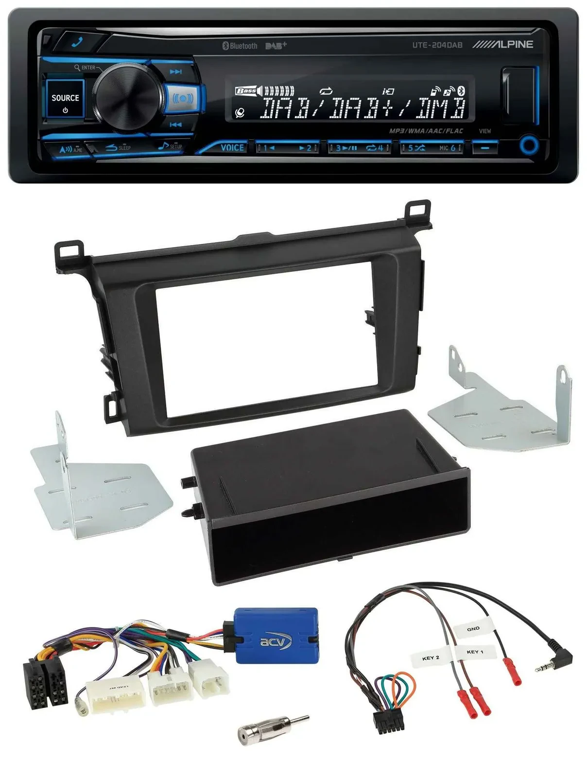 Автомагнитола для Toyota RAV4 Alpine USB, Bluetooth, DAB, поддержка кнопок на руле