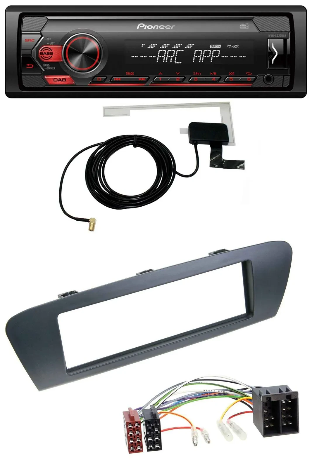 Pioneer 1DIN USB DAB MP3 AUX Autoradio für Renault Scenic (ab 09) - grau