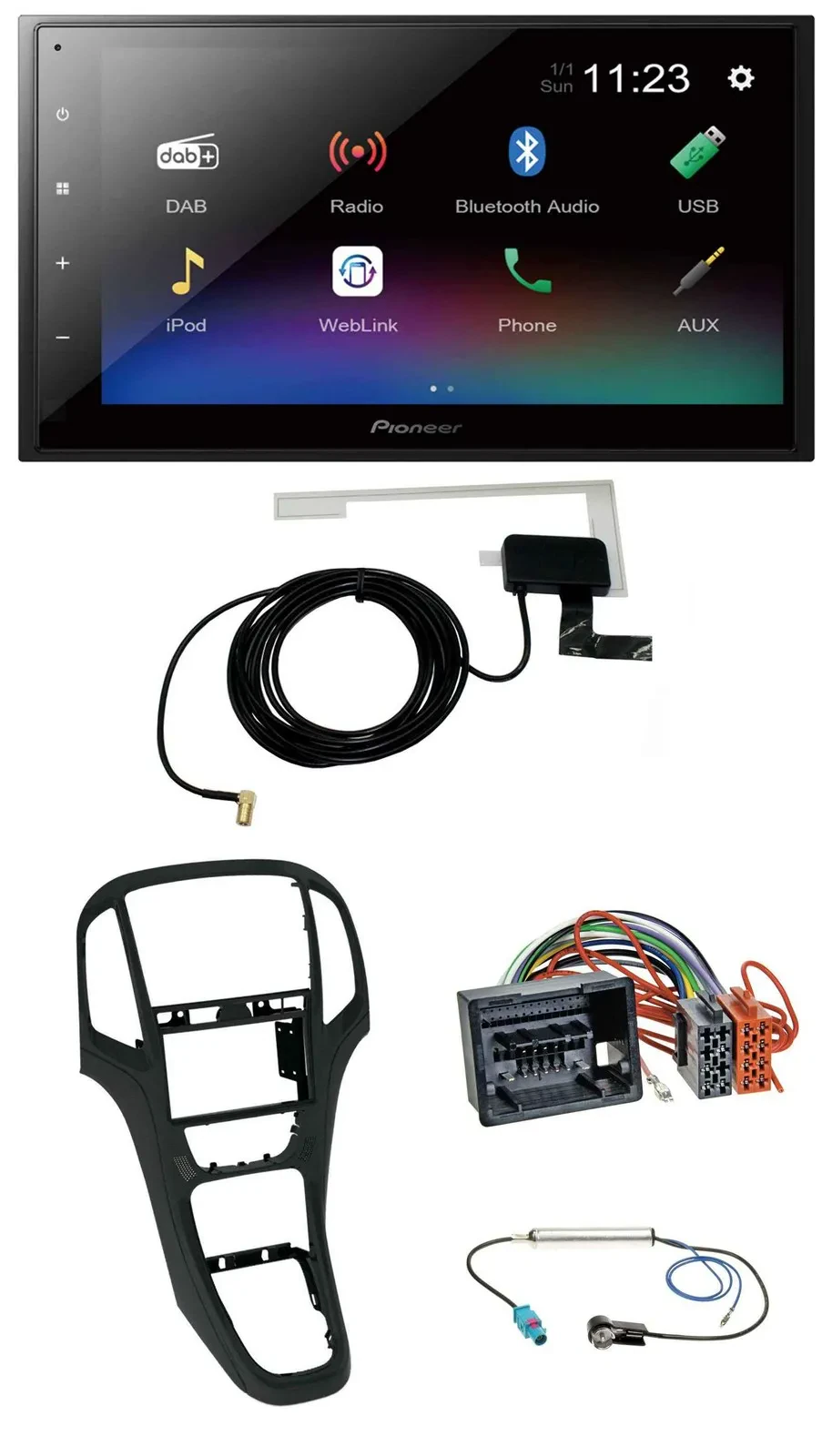 Pioneer DAB MP3 Bluetooth 2DIN USB Autoradio für Opel Astra J ab 12/09 Perlschwa