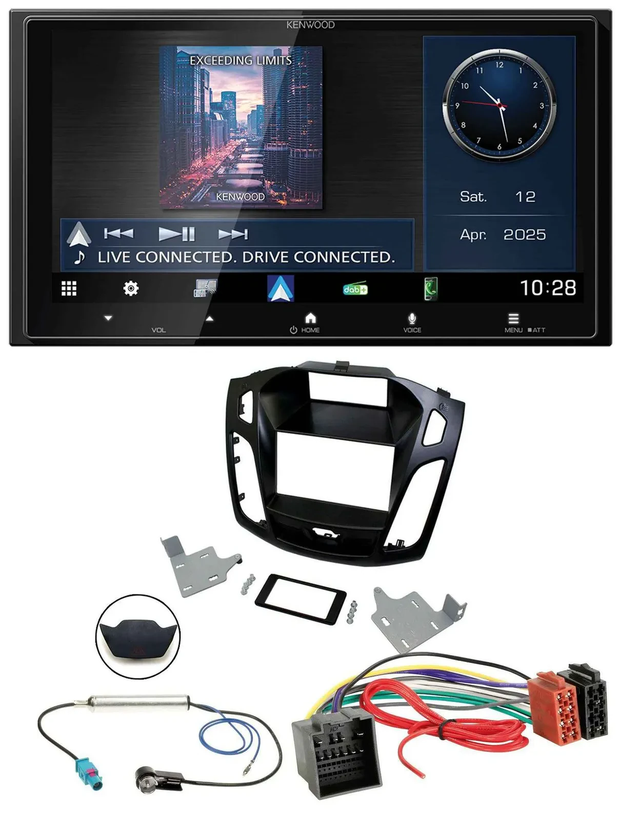 Kenwood Bluetooth 2DIN USB DAB MP3 Autoradio für Ford Focus ab 2018 schwarz