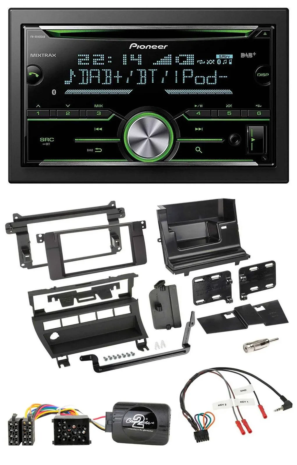 Pioneer Bluetooth Lenkrad DAB 2DIN USB CD Autoradio für BMW 3er 1999-2006 5 Scha