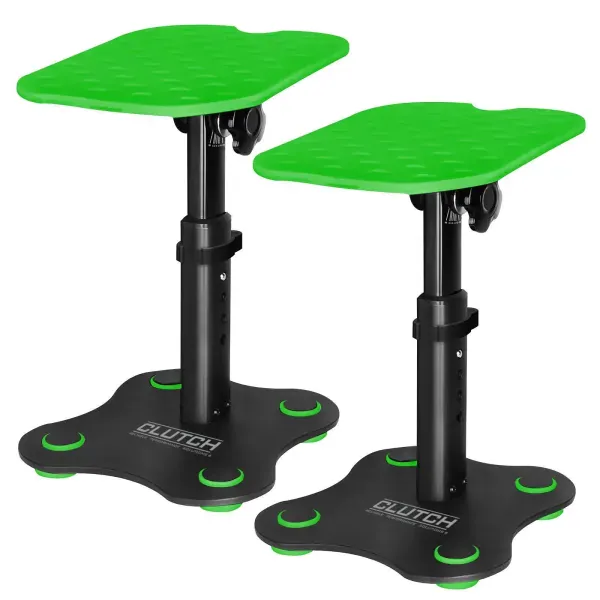 Studio Monitor Speaker Desktop Stand Height Adjustable Pair Green Trim Clutch