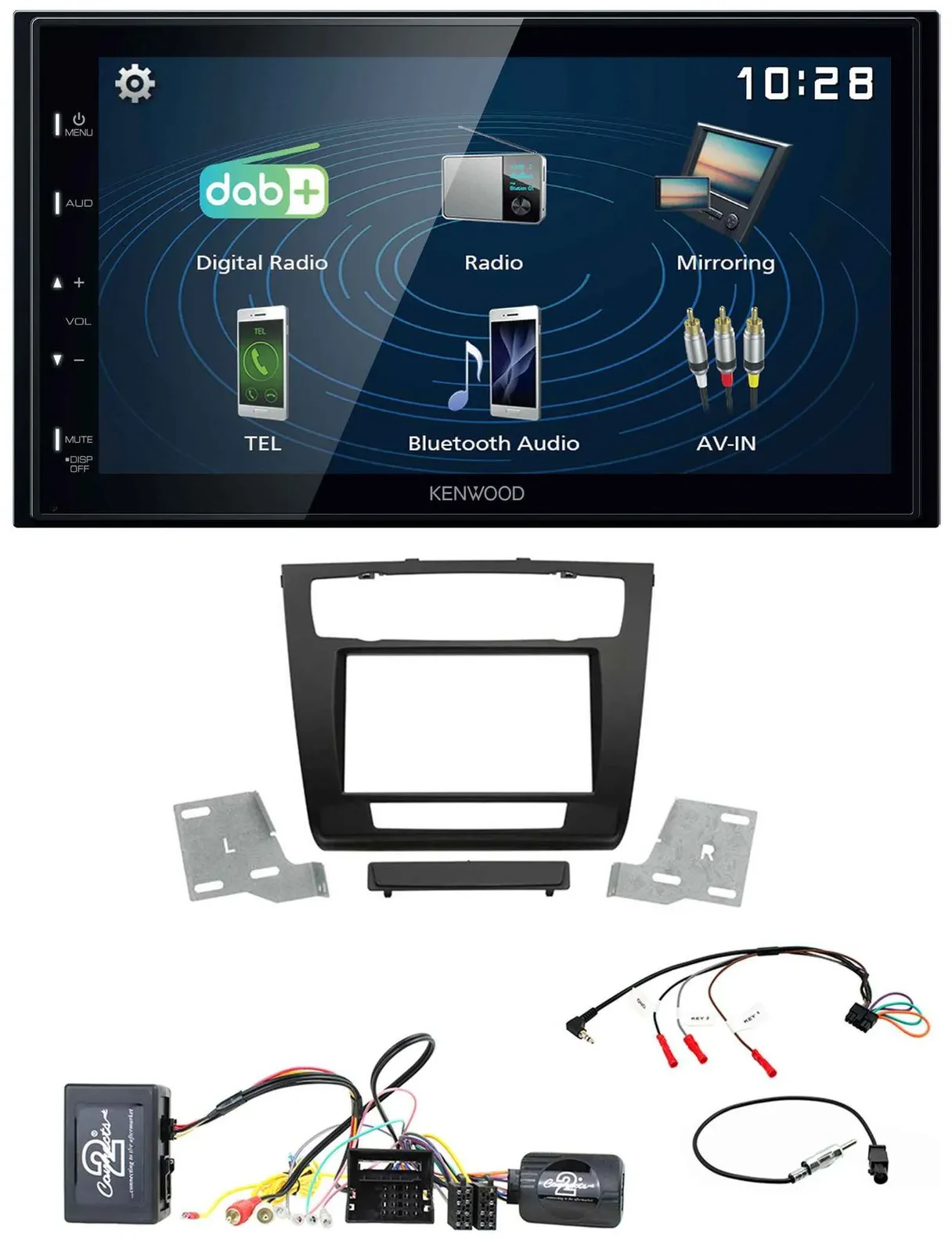 Kenwood 2DIN Bluetooth Lenkrad USB DAB Autoradio für BMW 1er Aktiv aut. Klima E8