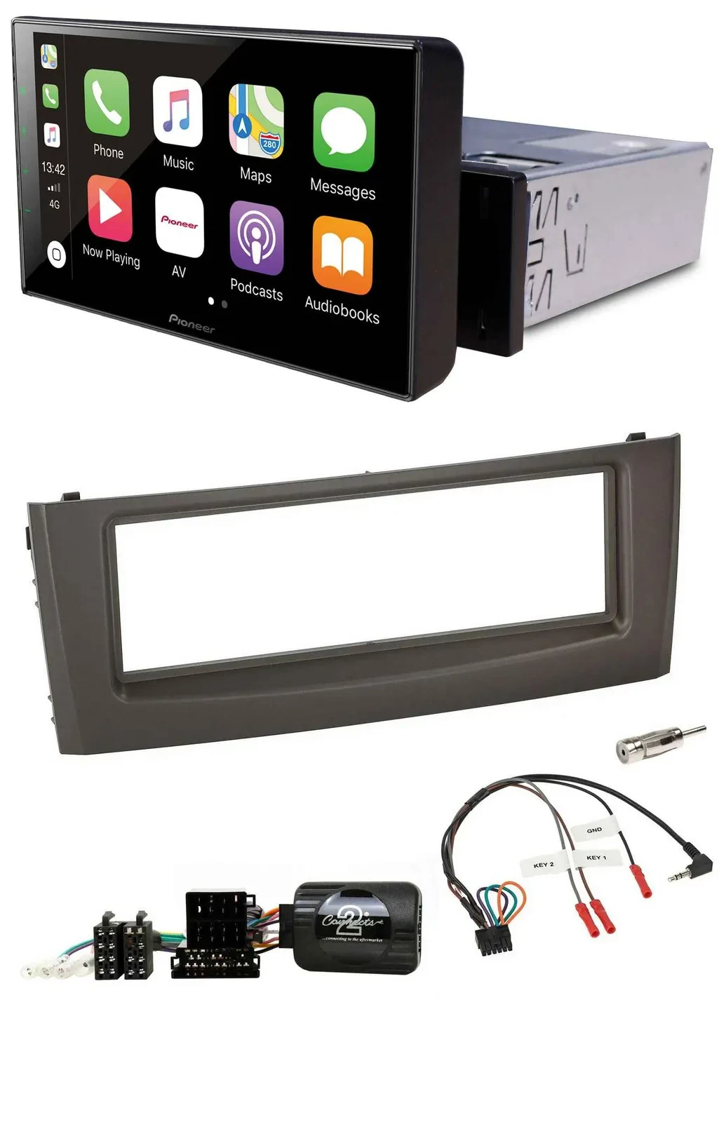 Pioneer Bluetooth Lenkrad DAB USB Autoradio für Fiat Grande Punto 06-10 schwarz