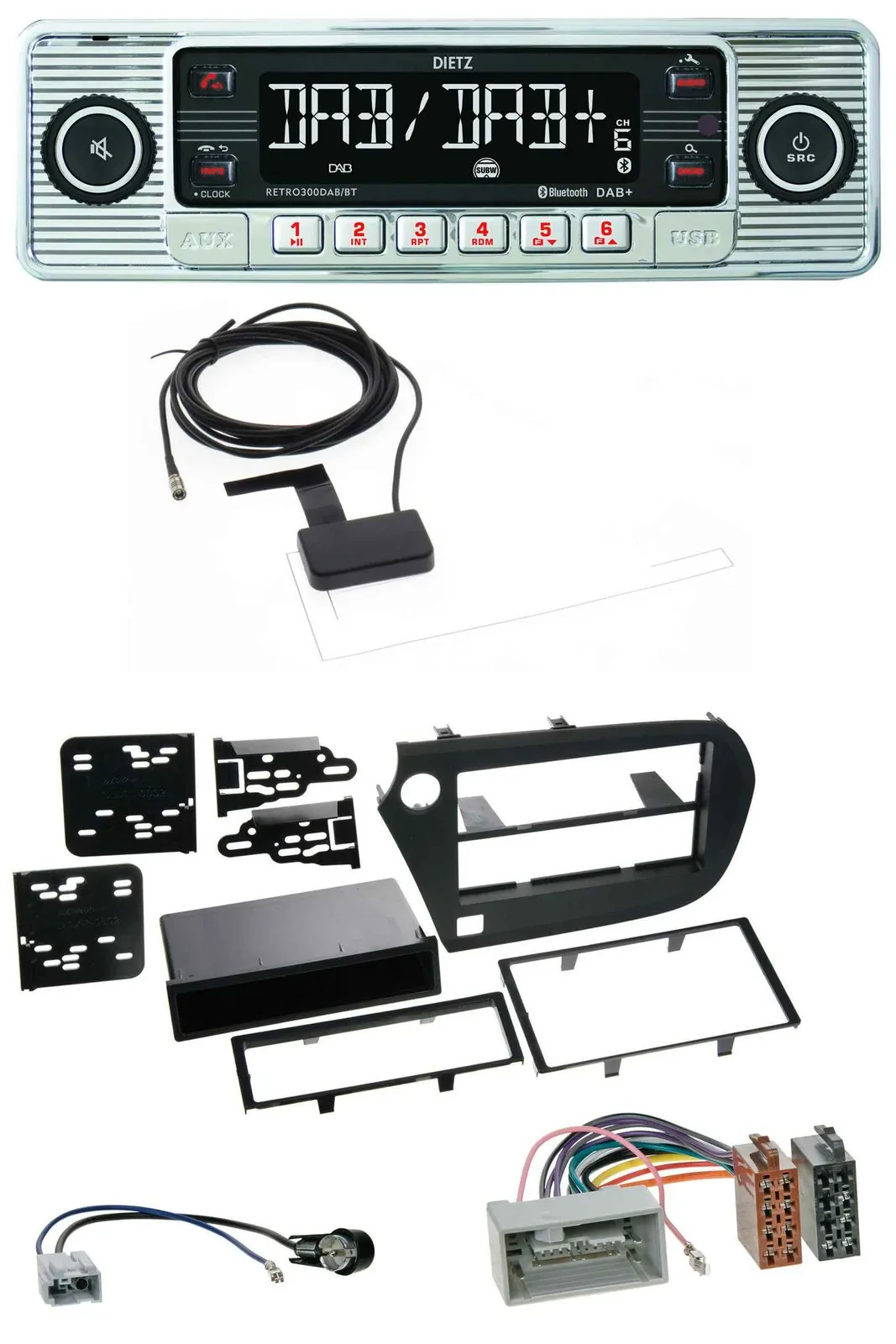 Dietz Bluetooth USB MP3 DAB Autoradio für Honda Insight (ZE2, 2009-2013)