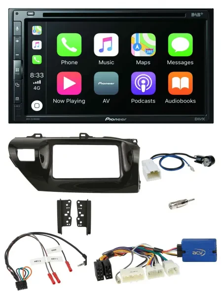 Pioneer DVD 2DIN Lenkrad DAB Bluetooth USB Autoradio für Toyota Hilux 2015-2020