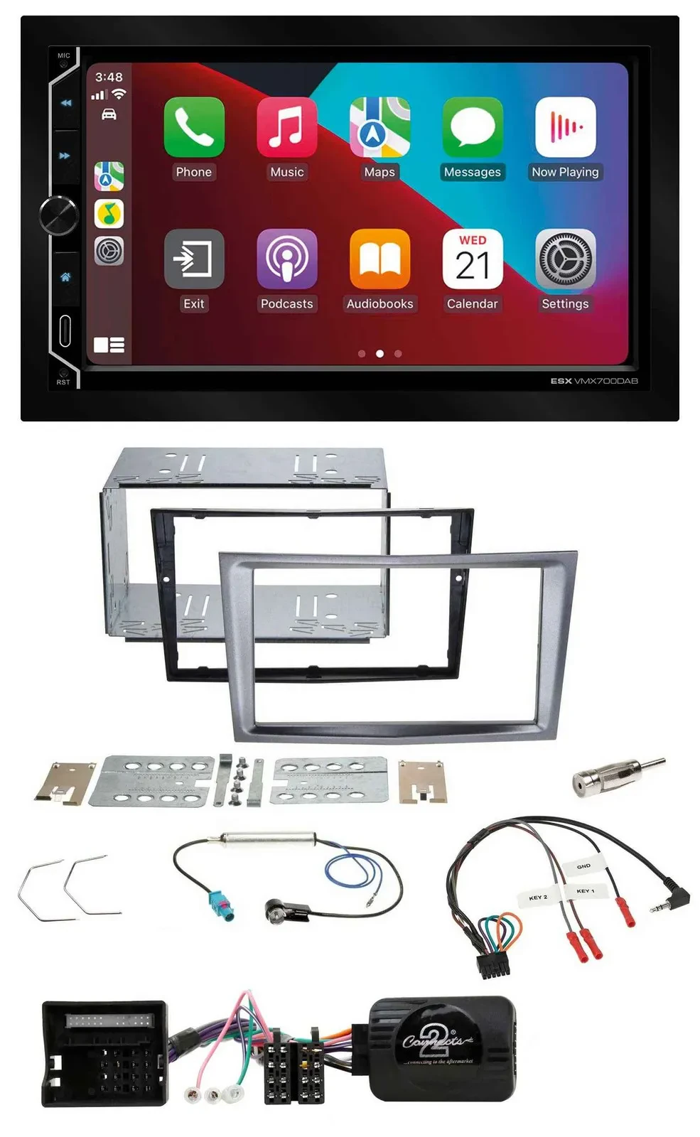 Автомагнитола ESX 2DIN DAB, USB, Bluetooth для Opel Antara/Astra H/Zafira B, поддержка управления на руле