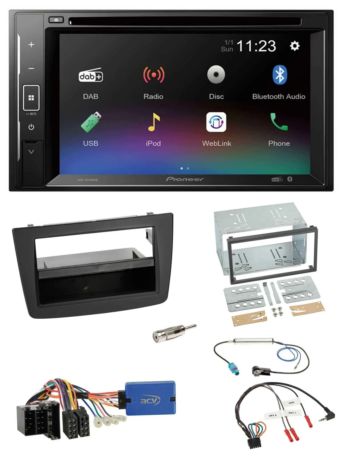 Автомагнитола Pioneer 2DIN DAB DVD Bluetooth USB для Alfa Romeo Mito, поддержка кнопок на руле, ISO